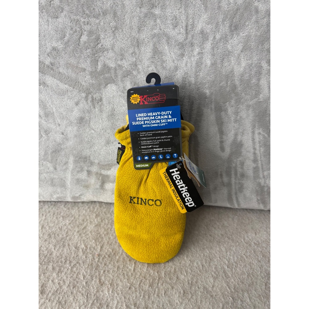 Kinco 901T Lined Heavy Duty Premium Grain Suede Pigskin Ski Mitts Yellow Medium